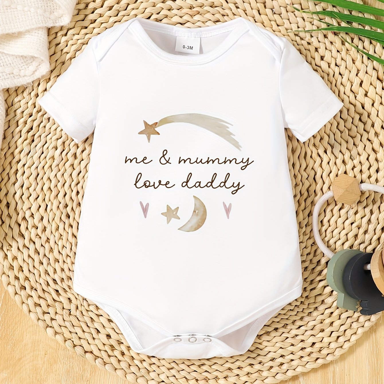 Image of Me And Daddy Baby Onesie, Round Neck Short Sleeve Spring And Summer Fashion Clothing., Outdoor