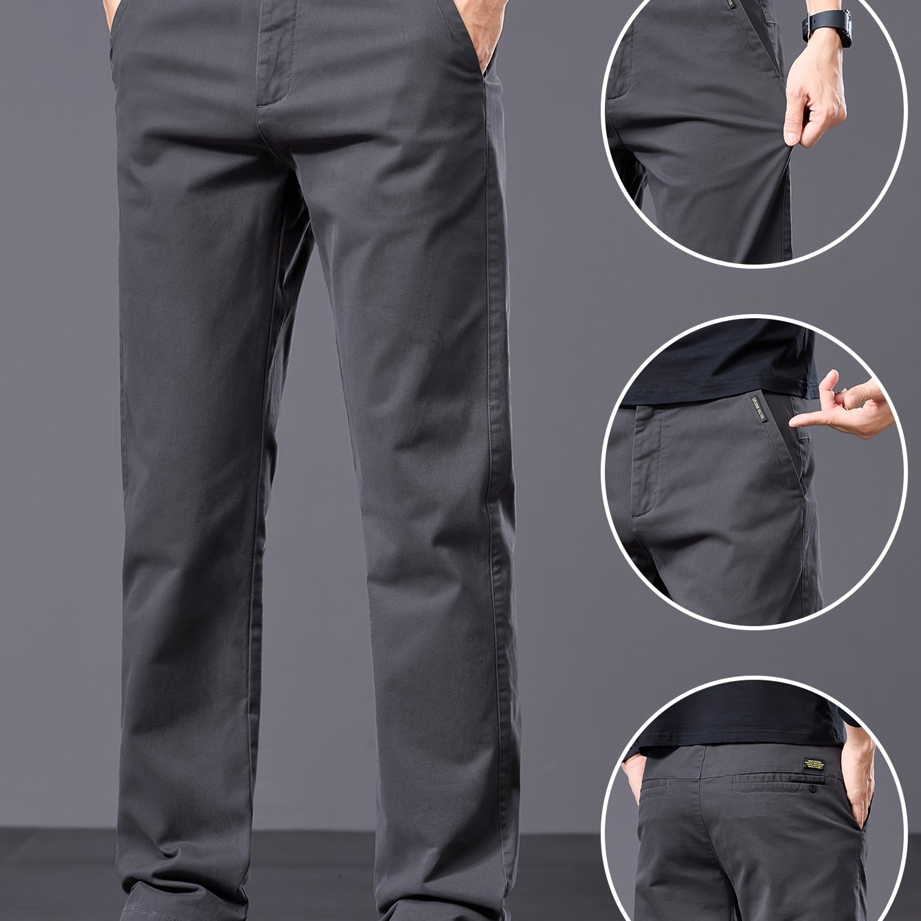 TEMU Basic Fashion Style, Spring Men's Long Pants, Light Business Mature, Golf, Men's Slim-fit Straight-leg , Men's Outdoor Sports Casual Pants,
