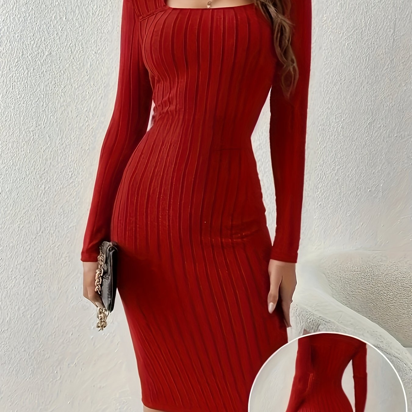 TEMU Vestido Largo Ajustado de , Vestido Largo de Larga y
