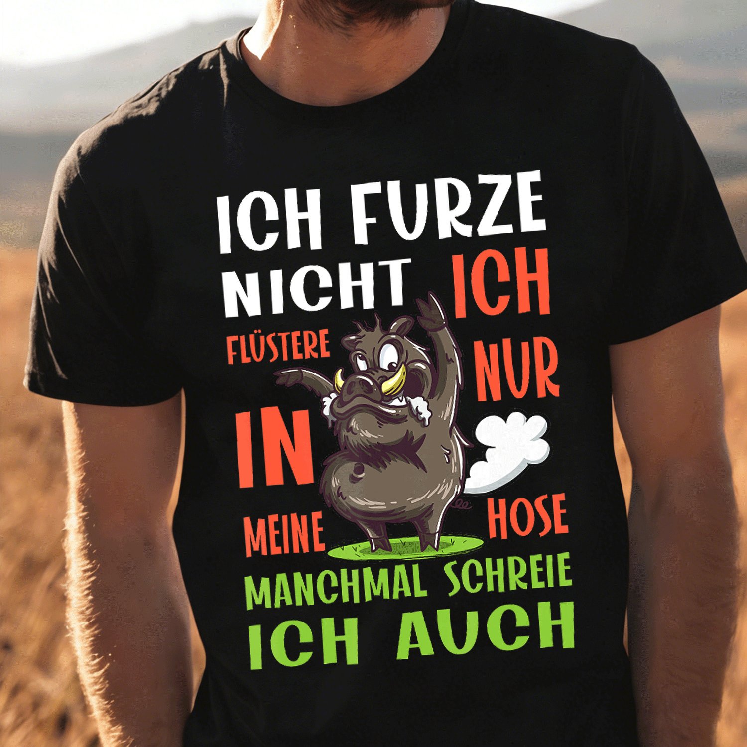 Image of T-shirt With German Text Ich Furze Nicht Ich Whisstere Farten Pupsendes For Men Women Unisex Funny T-shirt