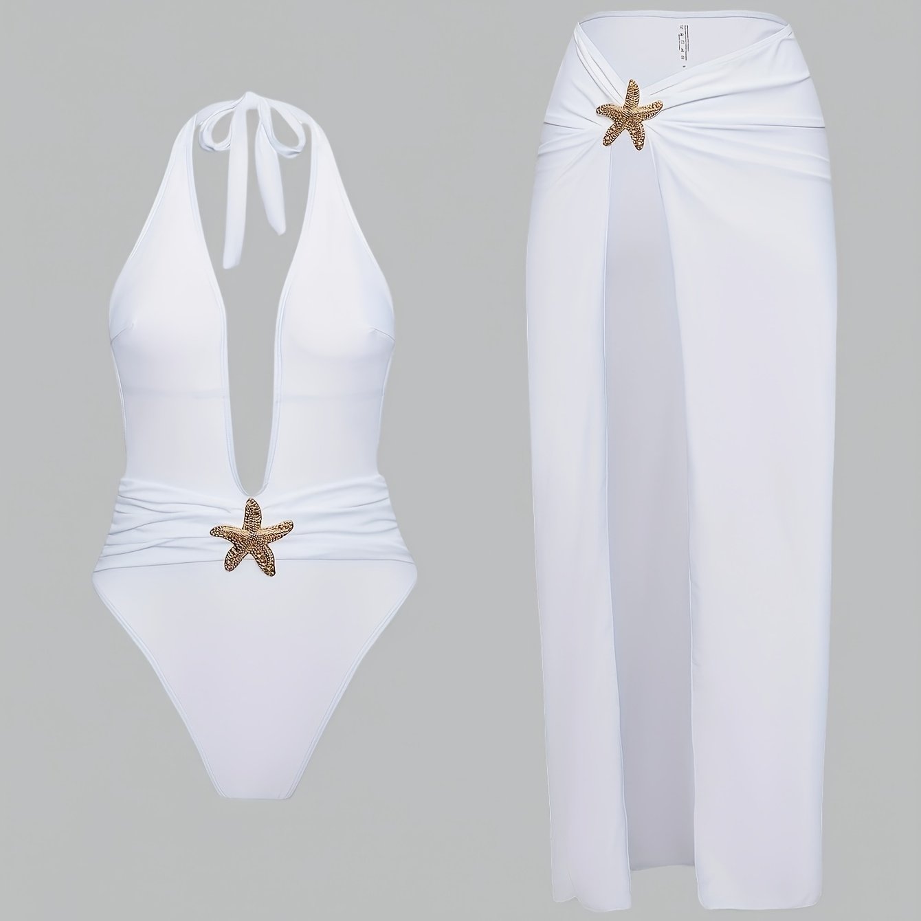 TEMU Ladies' Starfish One-piece Bikini Set Elegant Beachwear
