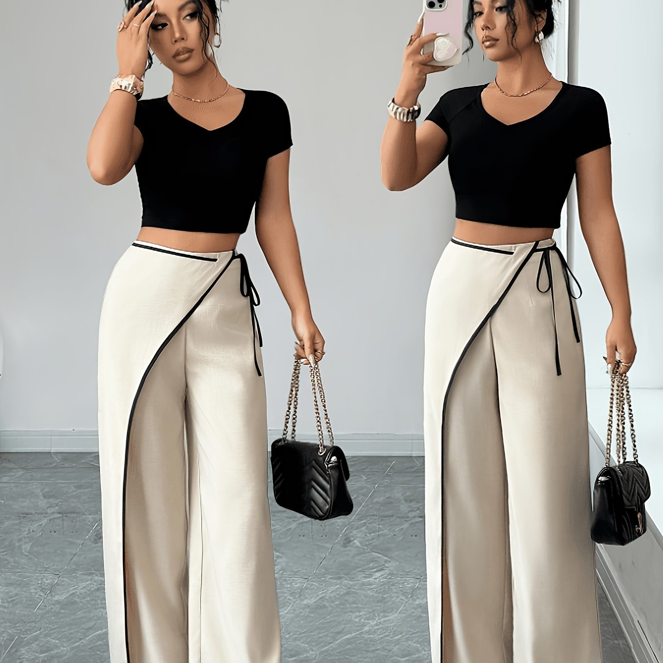 TEMU Women's Fashionable Casual Elegant Work Pants For