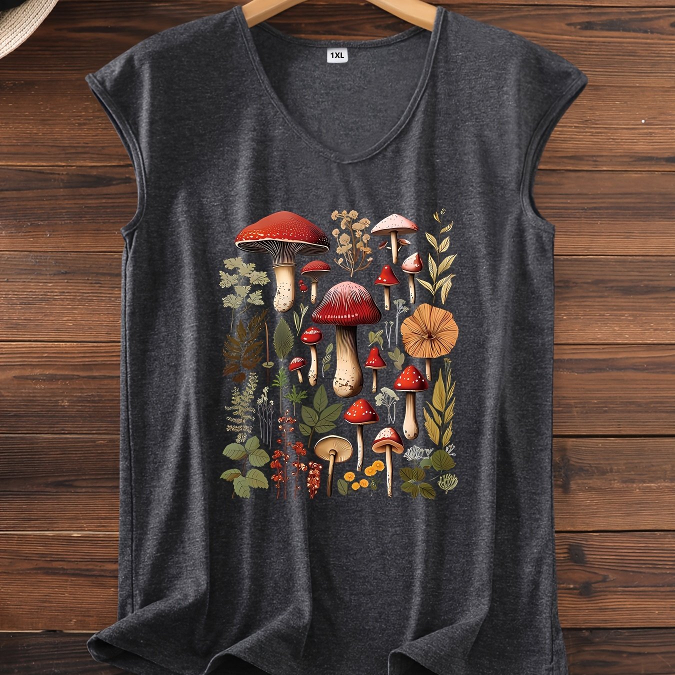 TEMU Plus Size Letter Print Tank Top, Sleeveless V-neck Casual Top For Summer And Spring, Women's Plus Size Clothing