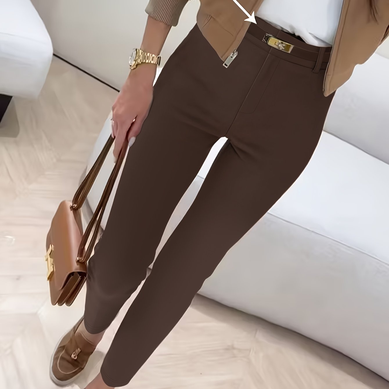 TEMU Comfortable, Simple, And Versatile Solid-color Stretchy Bagless And Waistband-less Leggings