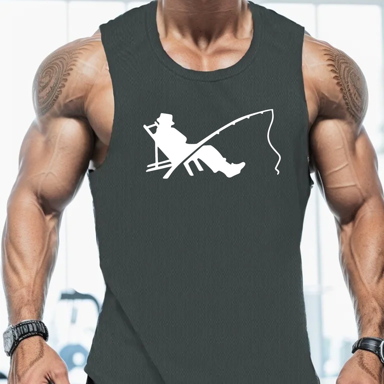 TEMU [printed Design - Not Textured] Fishing Standard Size Men's Vest, Plus Size
