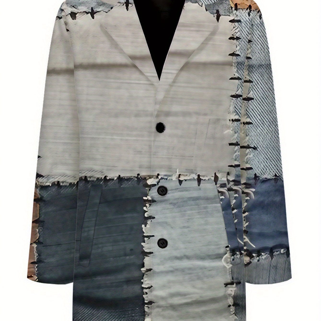 TEMU Men's Casual Coat With In Blue And Brown Tones, Showcasing Stylish Charm And A Trendy, Comfortable Street Suitable For
