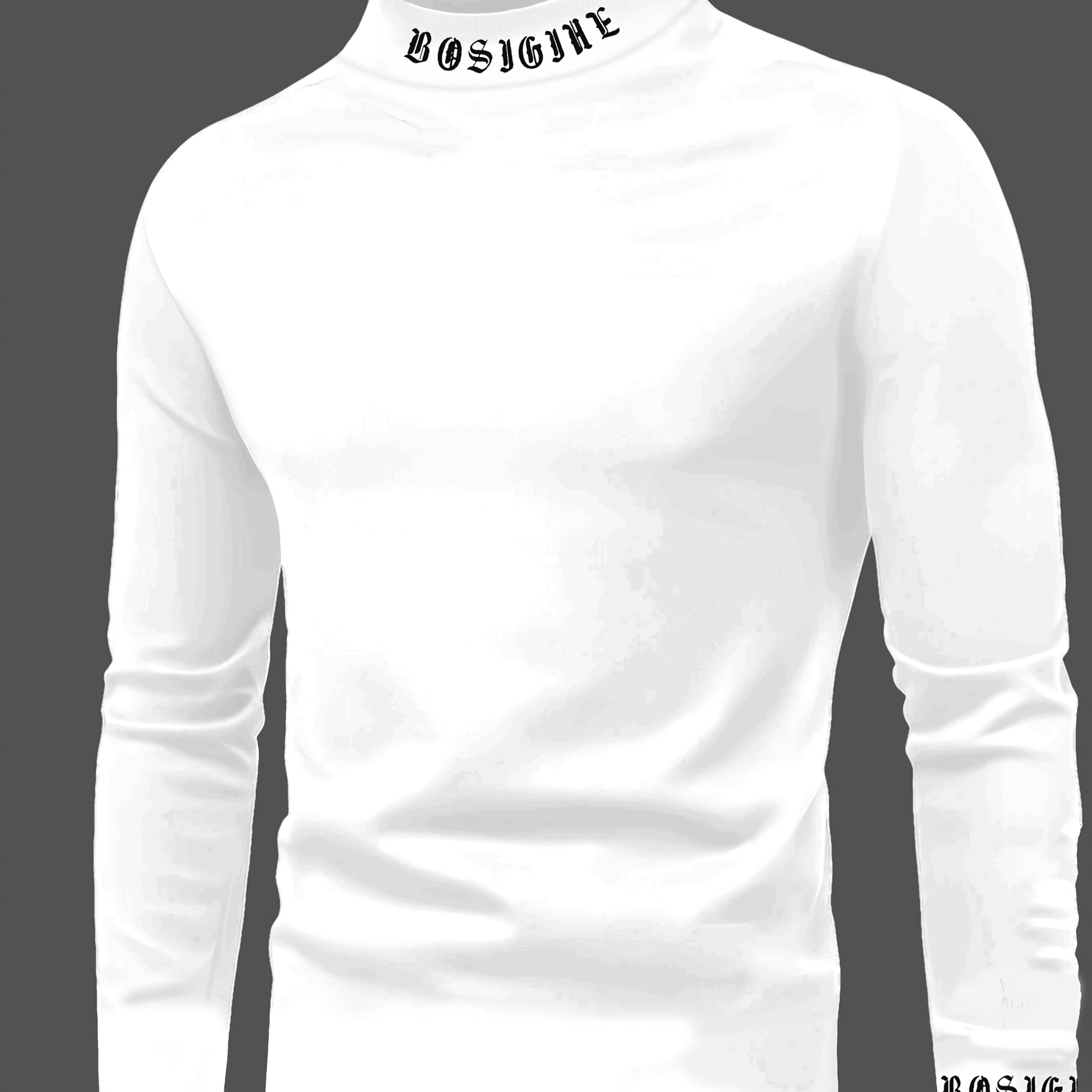 Image of Men's Autumn/winter Casual Comfortable Letter Print Long Sleeve Crew Neck Base Layer Shirt For , Holidays, Walking, Sports, Golf And Daily Wear, 100% Polyester, Machine Wash Not Xt7159