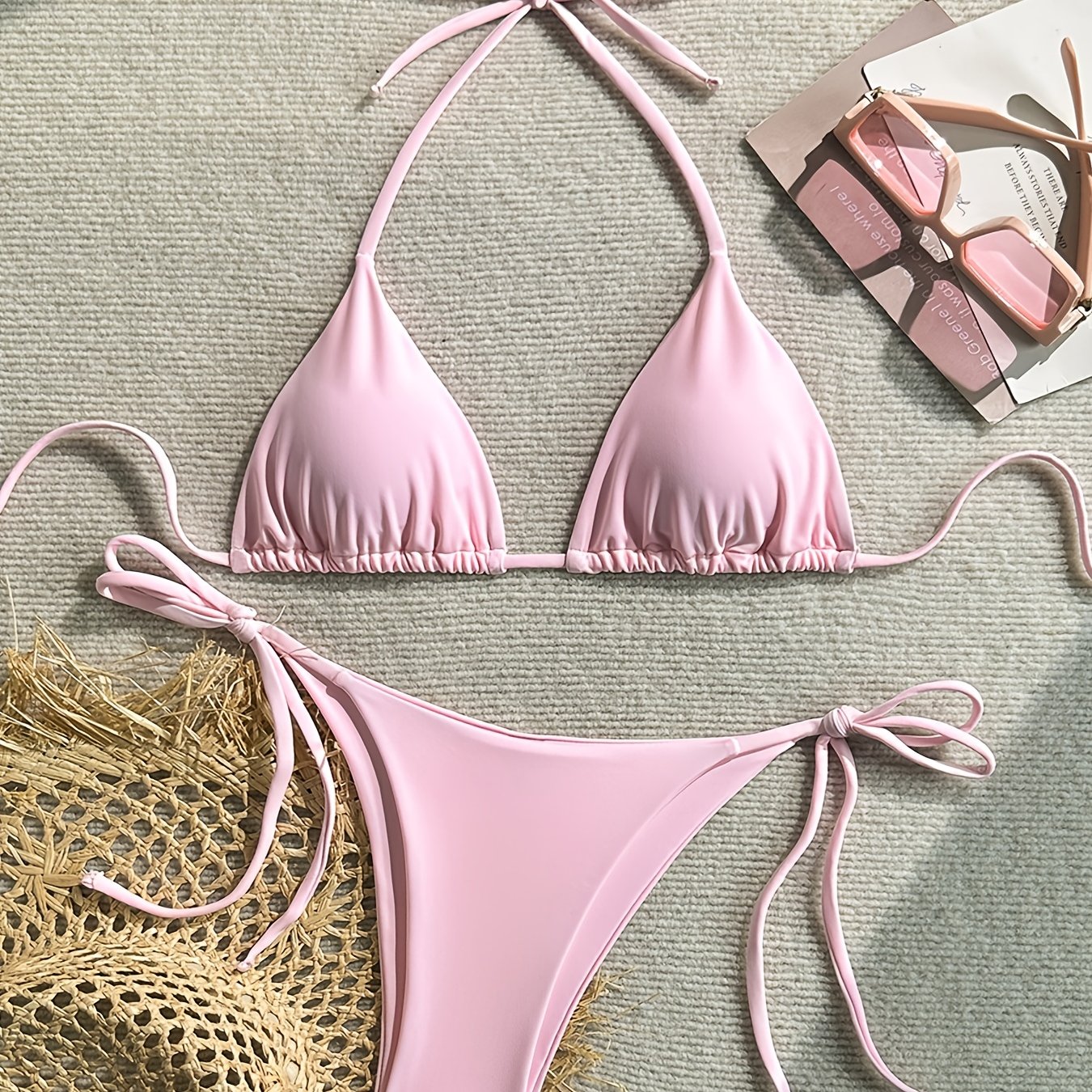 TEMU New Women's Fashion Beach Vacation -neck Halter Split Swimsuit Bikini