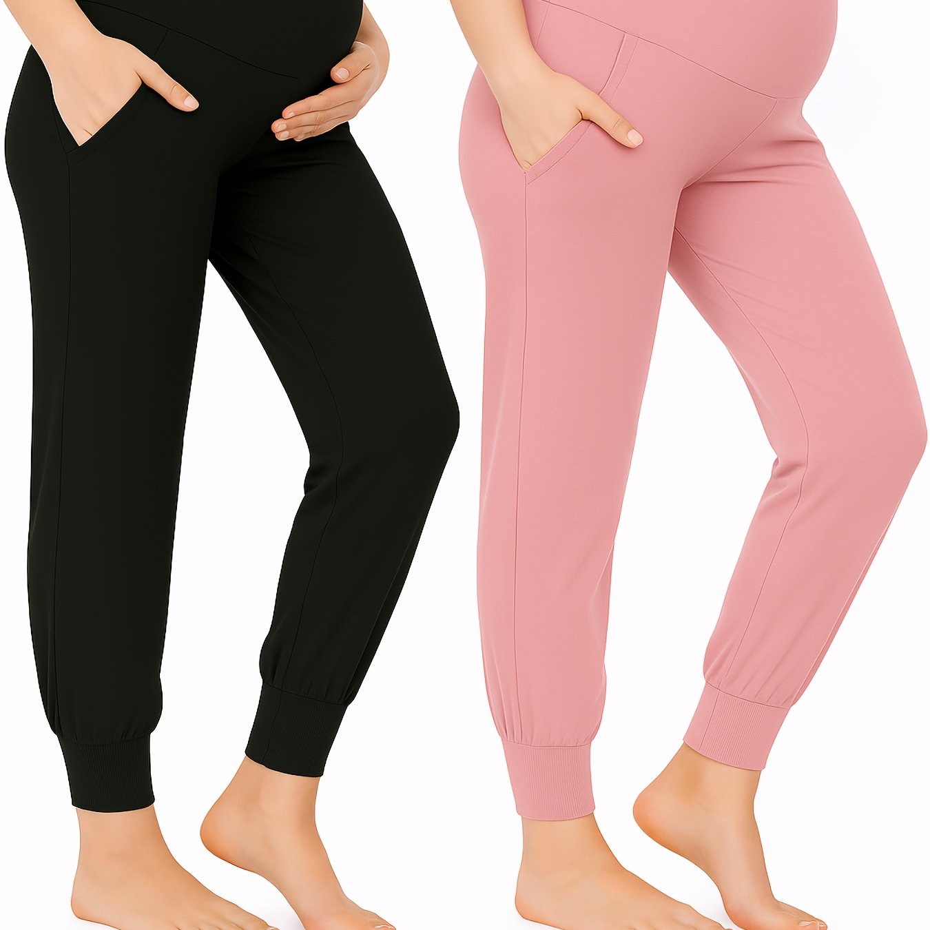 Set Of 2 Maternity Women's Relaxed Fit Stretchy Lounge Trousers