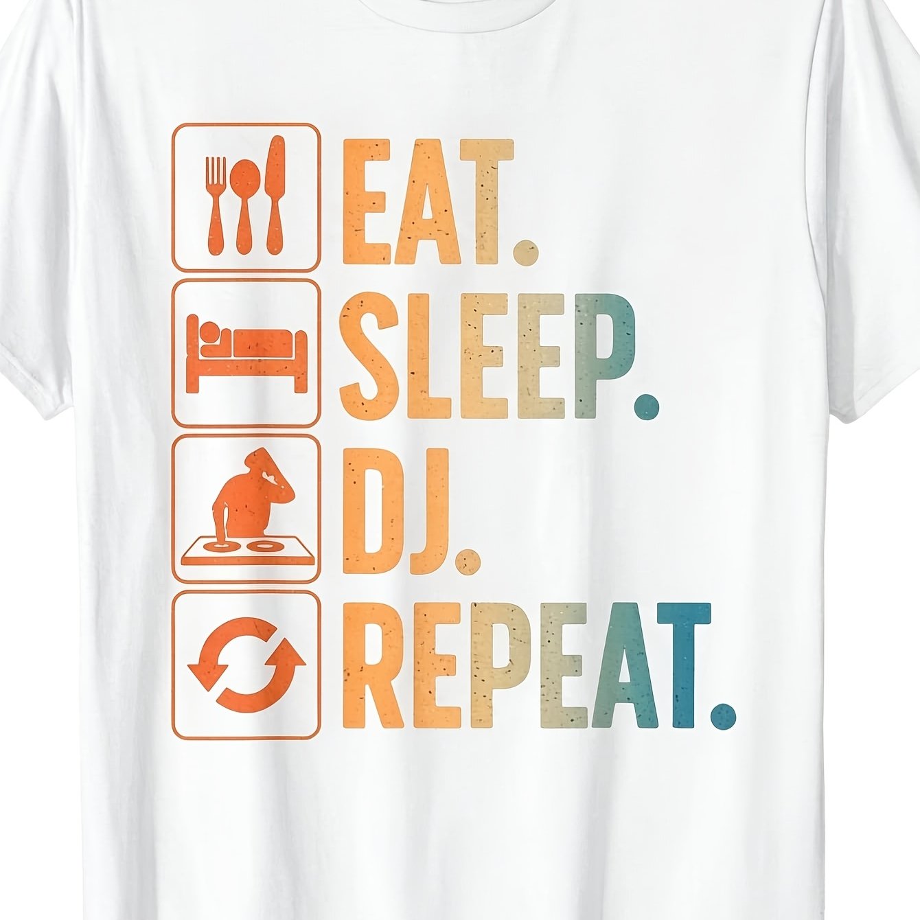 TEMU Cool Dj Art Unisex Turntable Music Producer Edm Dj T-shirt, Summer 2026 Short Sleeve Print Tee