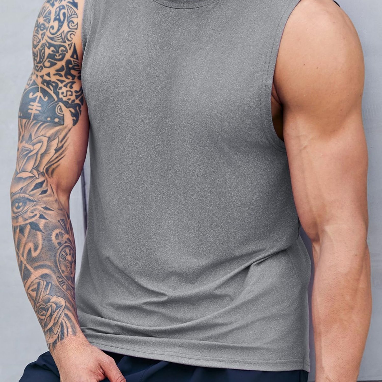 Image of Plus Size Men's Tank Top, Sleeveless Muscle Shirts, Gym Sports Undershirt, Men's T-shirt, Tank Top, Plus Size