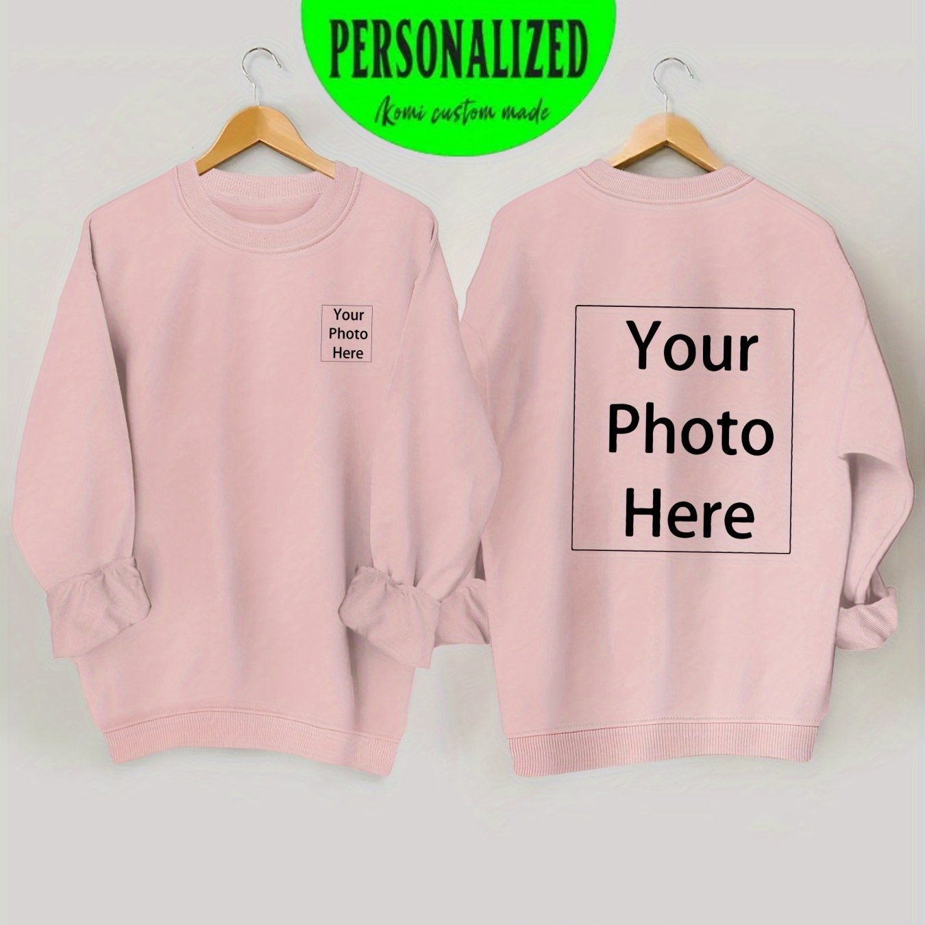 TEMU Customizable Photo And Text Print Women's Casual Sweatshirt - Breathable , Crew Neck, Multiple Colors Suitable For Weddings, Parties, Class