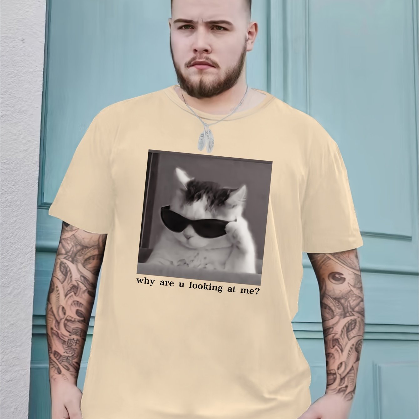 TEMU 2023 Spring Summer Short Sleeved T-shirt Fashion Logo Printed Male Youth Spring Summer Round Neck Enlarged Casual Versatile Top, Plus Size