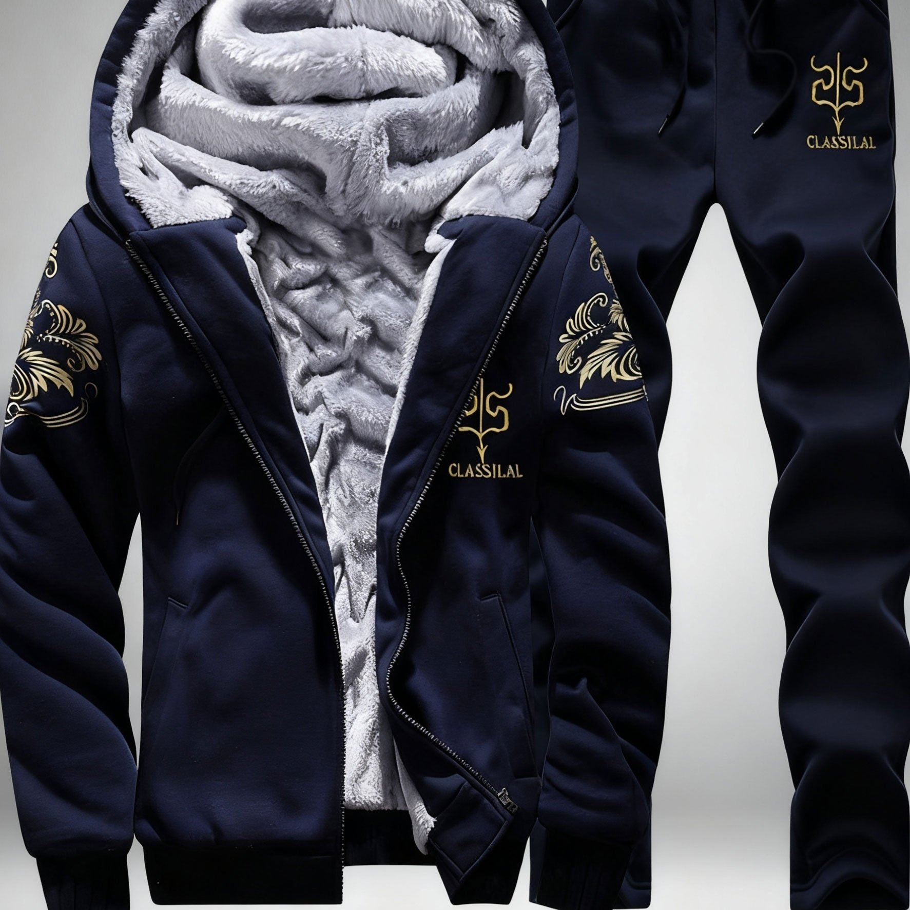 TEMU 2pcs Autumn/winter -lined Warm Men's Casual Fashion Versatile Sport Outdoor Set