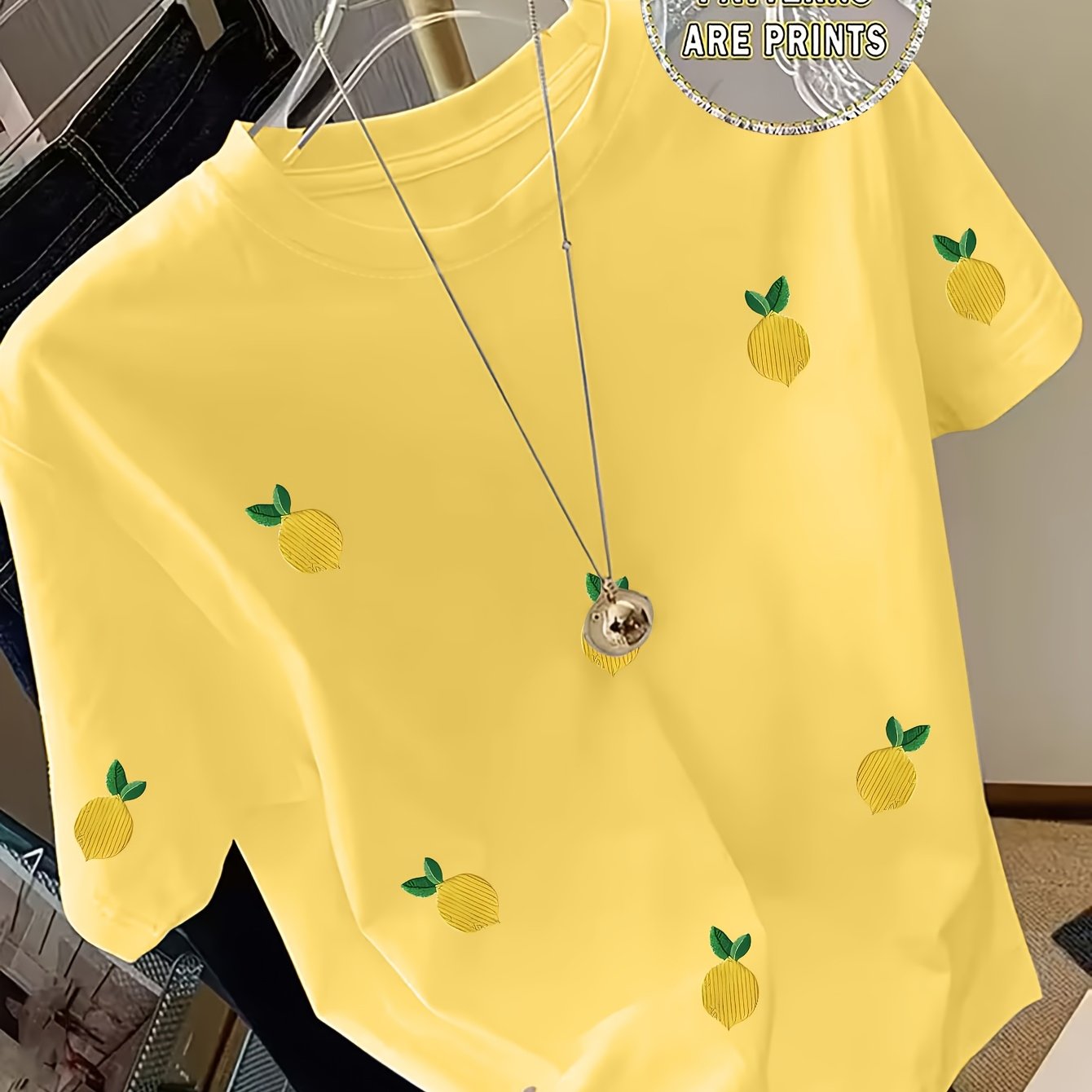 TEMU [2d Flat Print] 2026 Fashion Neck Design Women' Random Pattern Printed Versatile Casual Comfortable Short Sleeve T-shirt