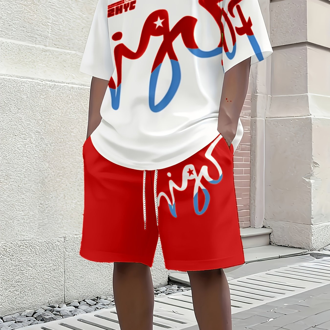 TEMU Summer Dopamine Streetwear Men's Casual Set | Fresh And Stylish For , Radiantly ! Skin-friendly Fabric. Breathable And Non-stuffy, With A Full