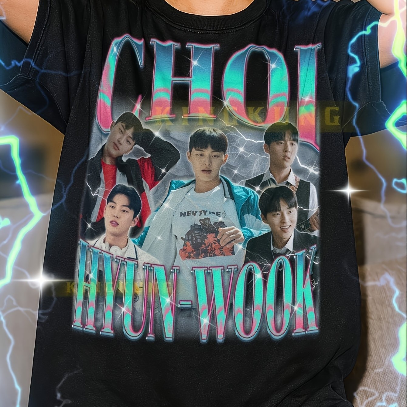 Image of Choi Hyun Wook 90s T-shirt | Vintage Retro Korean Actor Merch Tee With Signature Print, K Pop Fan Gift For Boybands Groups, Machine Washable, Crew Neck, Regular Fit