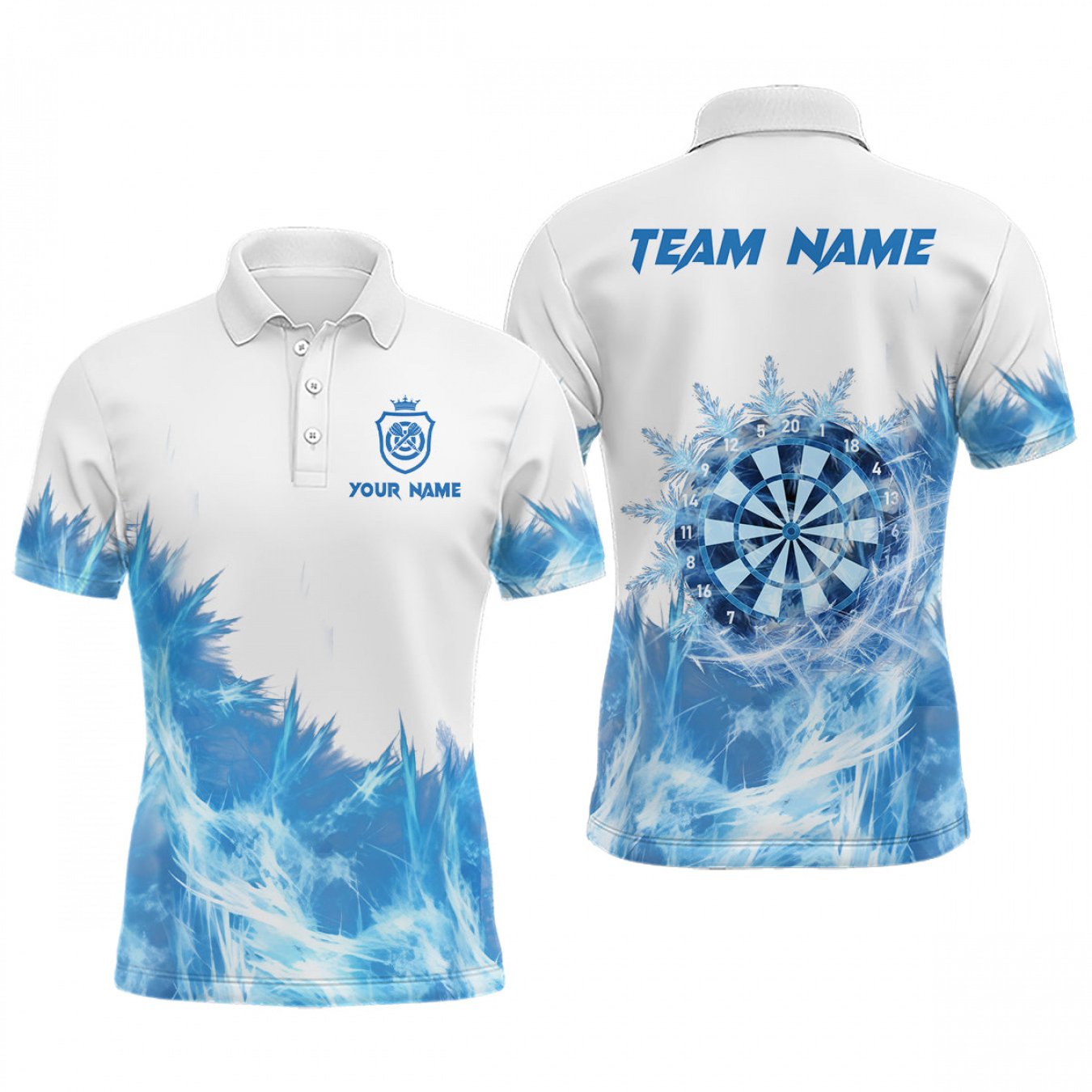 TEMU [print Design - Not Textured] Personalized Custom Name (machine Washable), Men's Customizable Name Dart Uniform, White Snow Print Dart Training