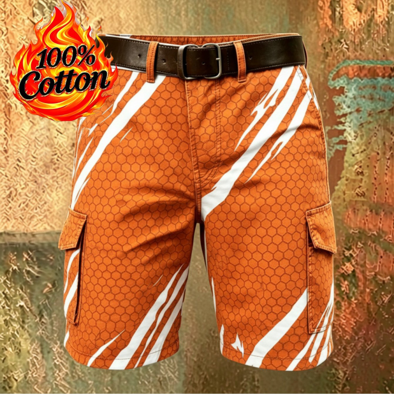 3d Printed Workwear-style Versatile Shorts (no Belt), Multi-pocket Style Y2k Style Summer Retro Men's Shorts