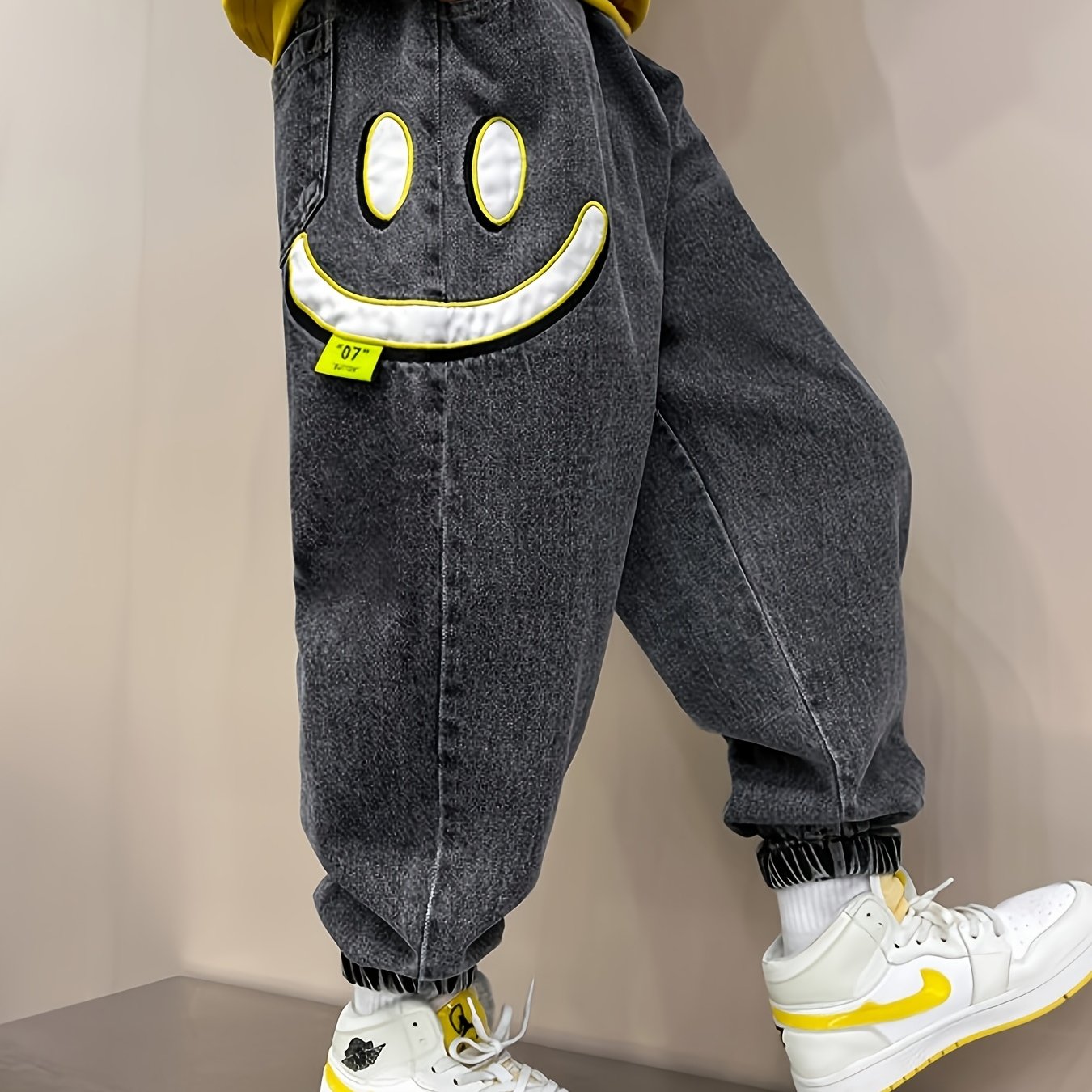 TEMU Boys' Soft Denim Pants Spring 2025 New Style Stylish Children's Trousers Spring/autumn Wear Loose Fit Casual Long Pants For Middle And Large Kids