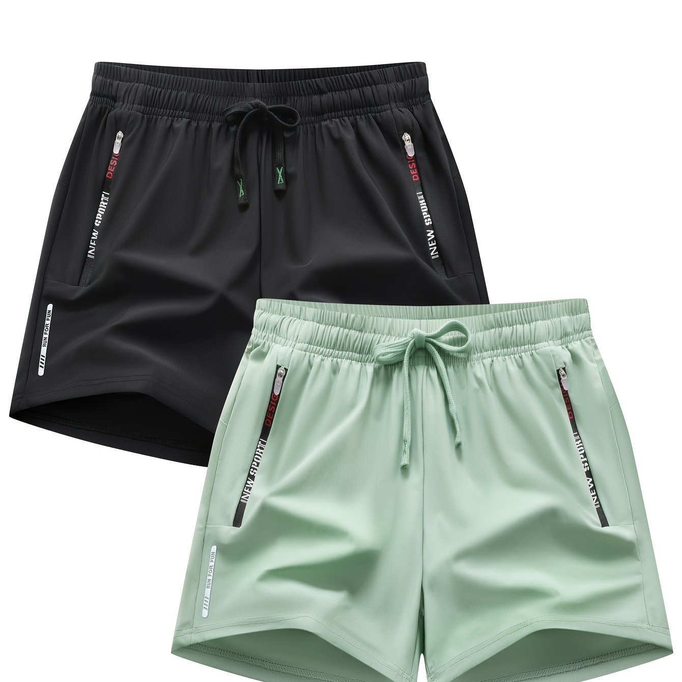 TEMU Of Women's Summer Quick-dry Shorts, Athletic Three-quarter Shorts, Running Shorts, Fitness Training Three-quarter Pants, With Zippered Pockets,