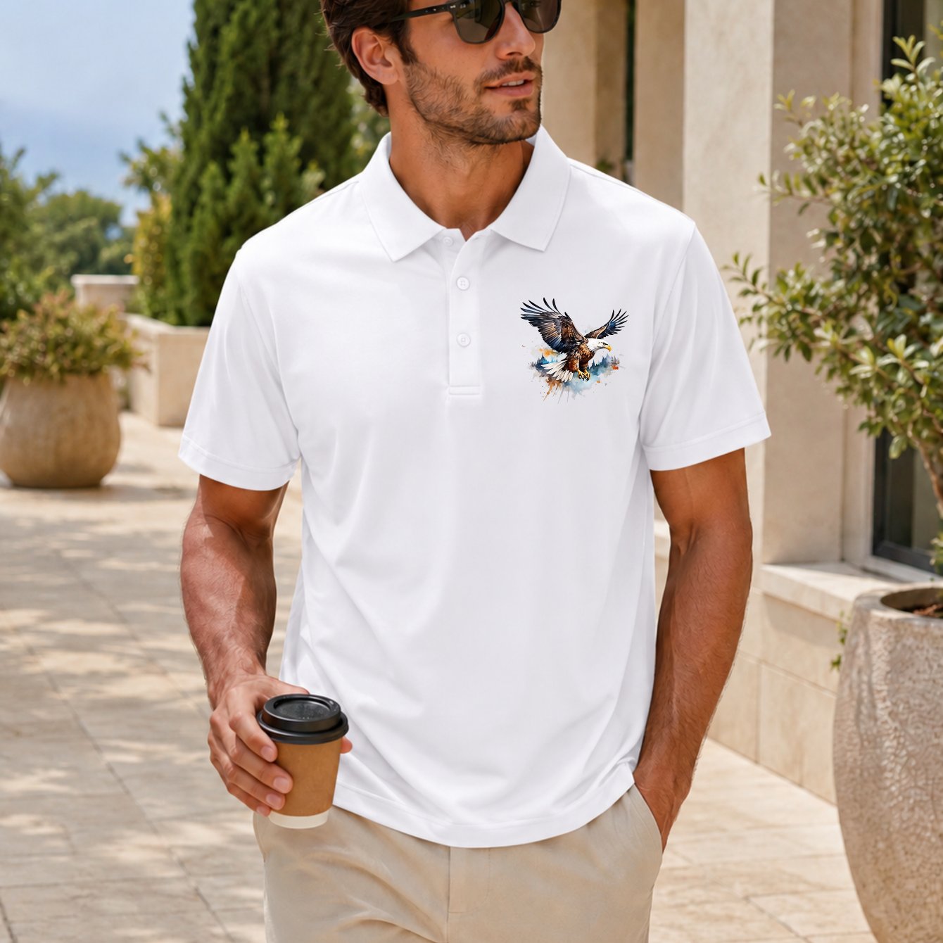 Image of A Eagle Design Theme Cotton Men's High Quality Premium Cotton Summer Casual Wear For Outdoor Activities And Perfect Gift For Who And