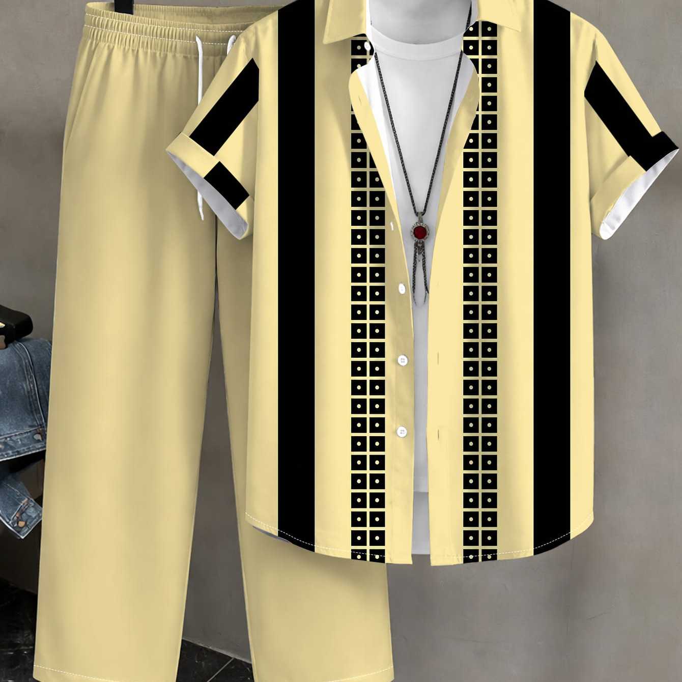 TEMU Summer 's Short Sleeve Long Pants Suit Loose All-match Trendy Casual Casual Vacation