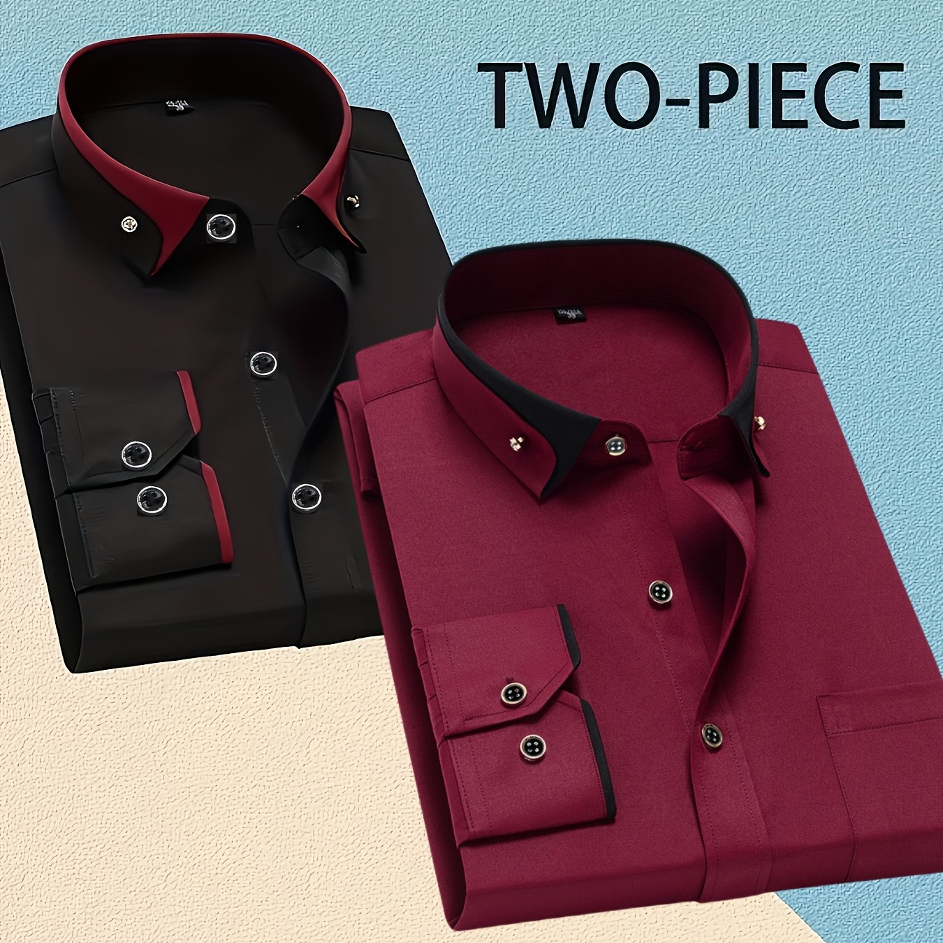 TEMU [Completo Due Pezzi] Camicia da a Maniche Lunghe con e Bottoni Diamantati, Stile Casual Formale Business, Design con sul , Adatta a Molteplici
