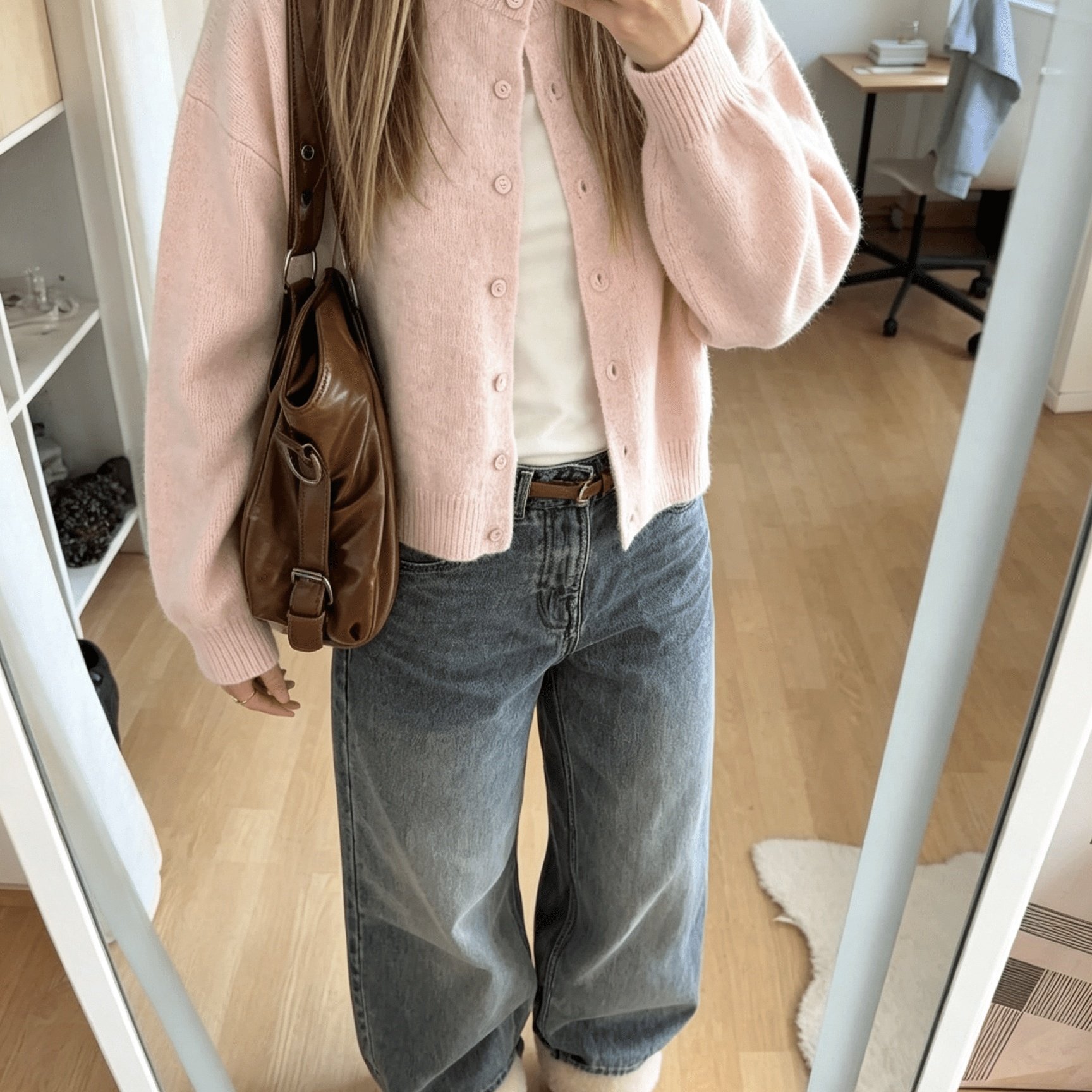 TEMU New Solid Color Cardigan Women's Gentle Round Neck Single Button Soft Sweater Jacket Autumn Winter All-match Casual Top