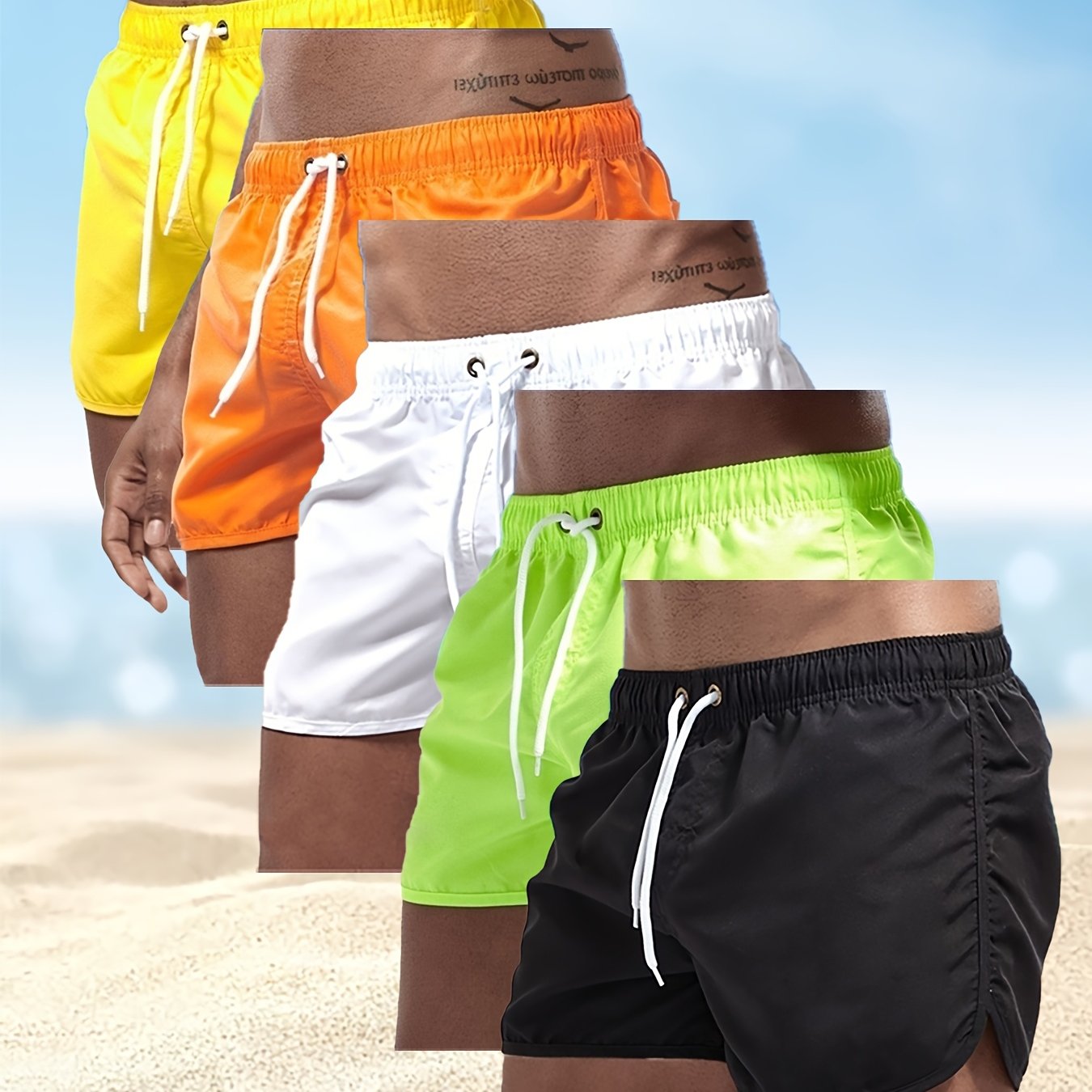 Men's Quick-Dry Board Shorts with Pockets & Drawstring