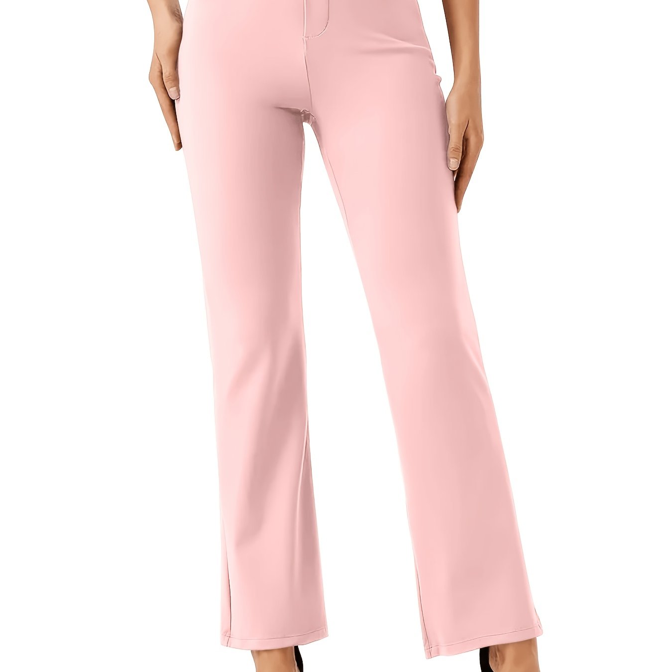 TEMU New Elastic Small Straight Leg Slim Pants, Washed Solid Color High Waisted And Cinched Casual Pants, Comfortable And Lightweight Comfortable