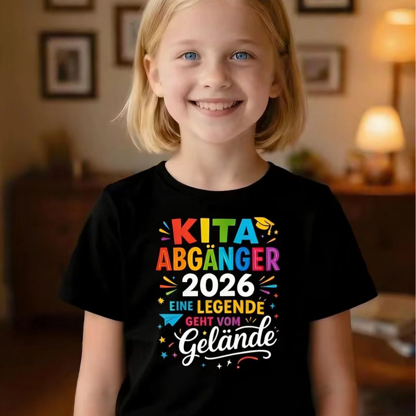 E-shop 2026 Kindergarten-Abschluss T-Shirt - Niedliches Kawaii Kurzarm-Shirt mit " " Design, Vergnügungspark-Motiv & bunter Schriftzug - Weicher,