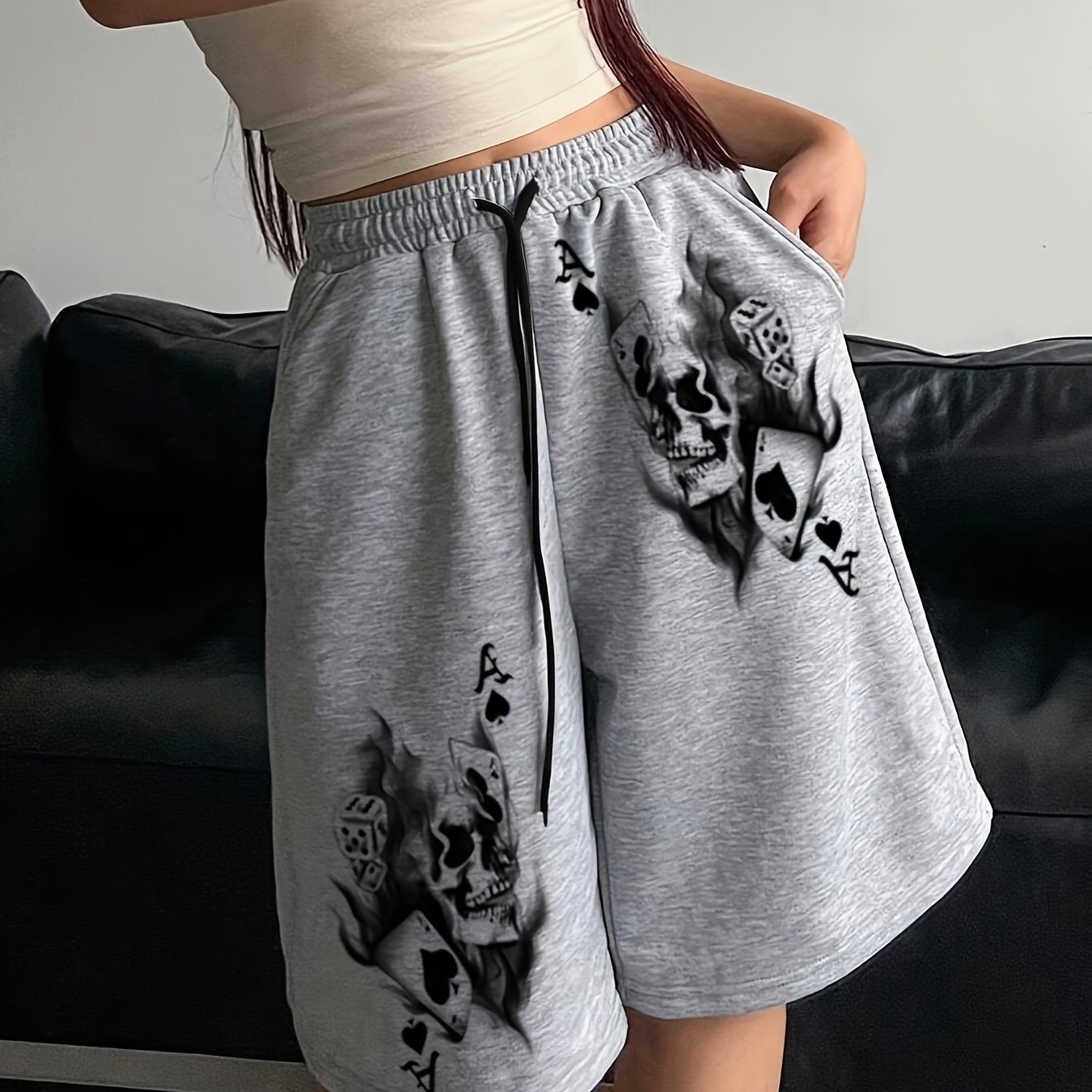 Women's Fashion Skull Print Capri Shorts