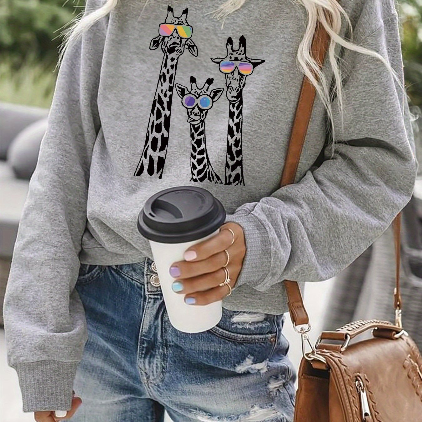 TEMU Graphic Print Sweatshirt, Crew Neck Casual Sweatshirt For Fall & Spring, Women's Clothing