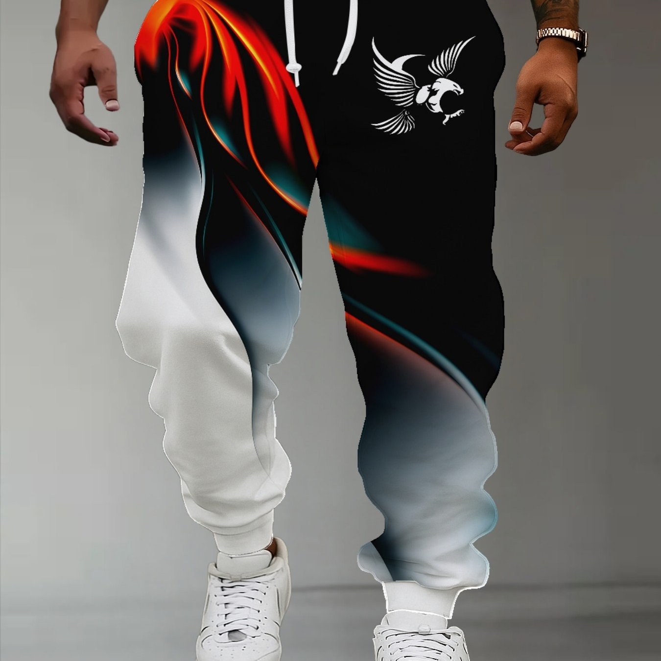TEMU Men's Loose- Printed Pants, Print, Breathable And Stylish Streetwear