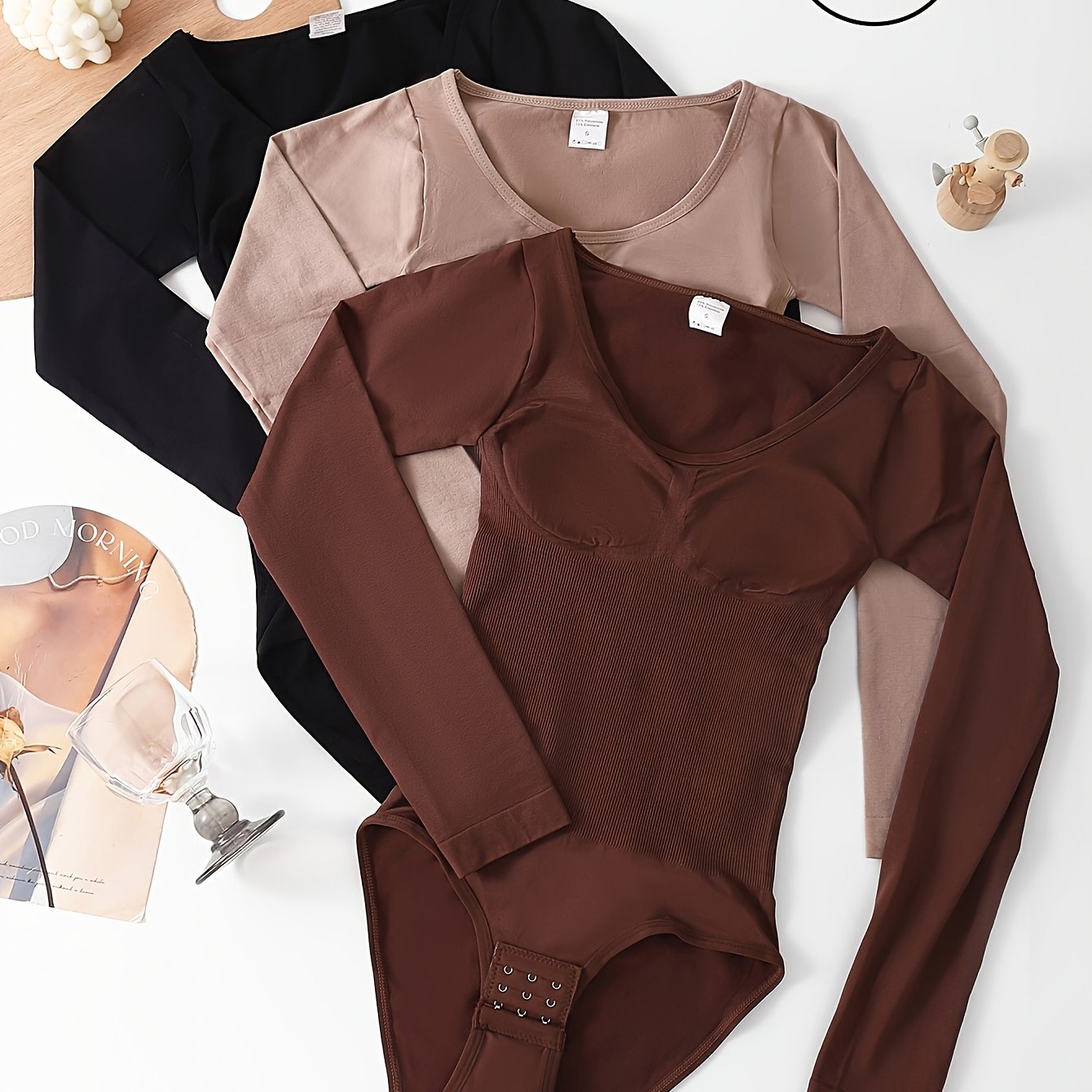 3pcs Shapewear Bodysuit, Soft And Close-fitting Slimming, Breathable High-waist Design, Enhance , Invisible Underwear, Suitable For And Special Occasions, Female Body Shaping