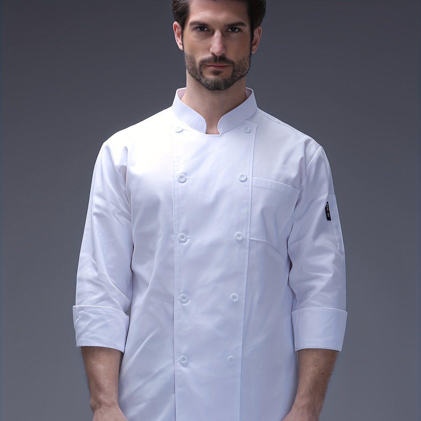 Men's Cooking Chef Shirt Coat Kitchen Wear Solid Button Up Clothes - Temu