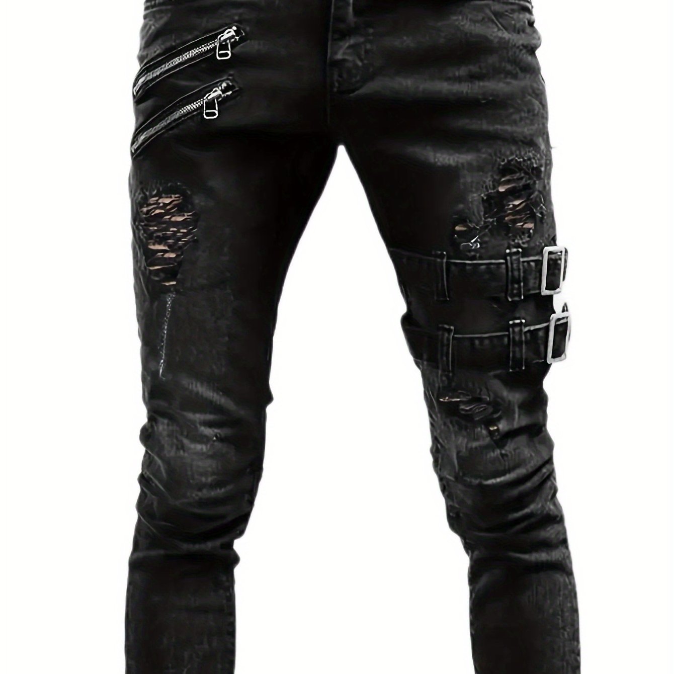 TEMU Casual Slim-fit For Men. Stylish Street-style Jeans Offer Stretch, A Slim Silhouette, And A Unique Fermented, Ground, And Bleached End, Making