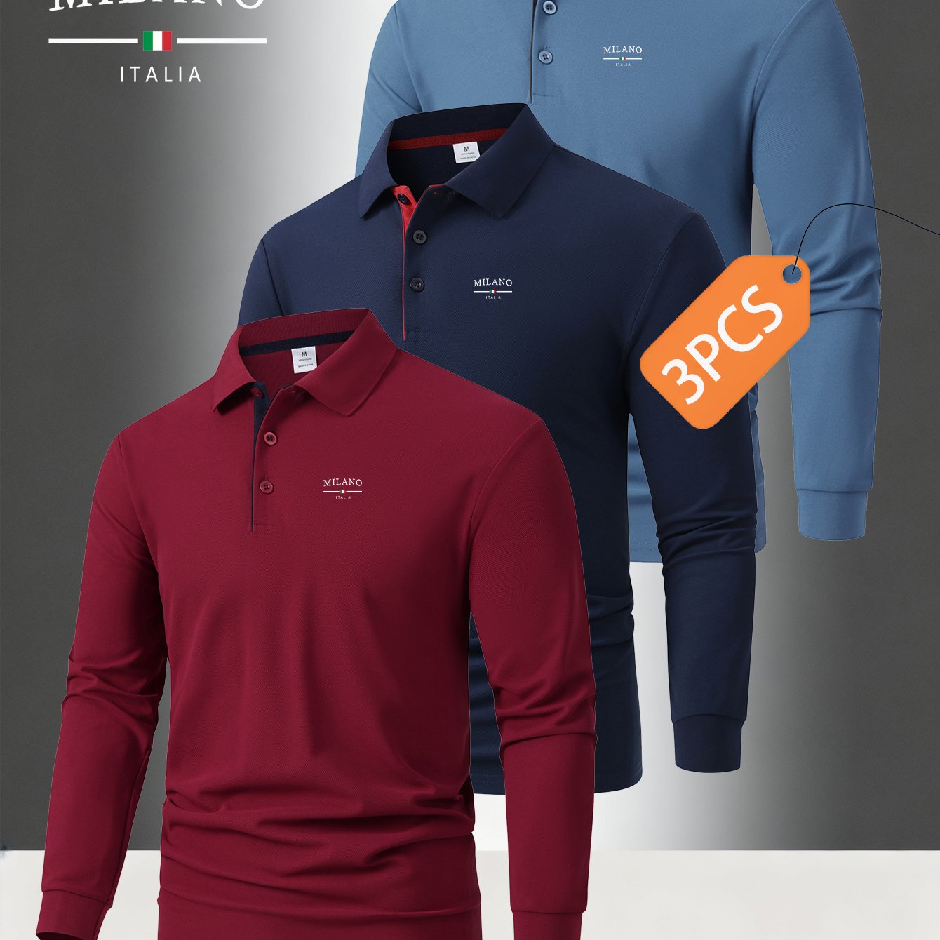 TEMU 3pcs C8-350 New High-end Color-block Men's Fashion Long Sleeve Shirt Set, Casual Athletic Men' Top, Comfortable All-match Regular Fit Button-up
