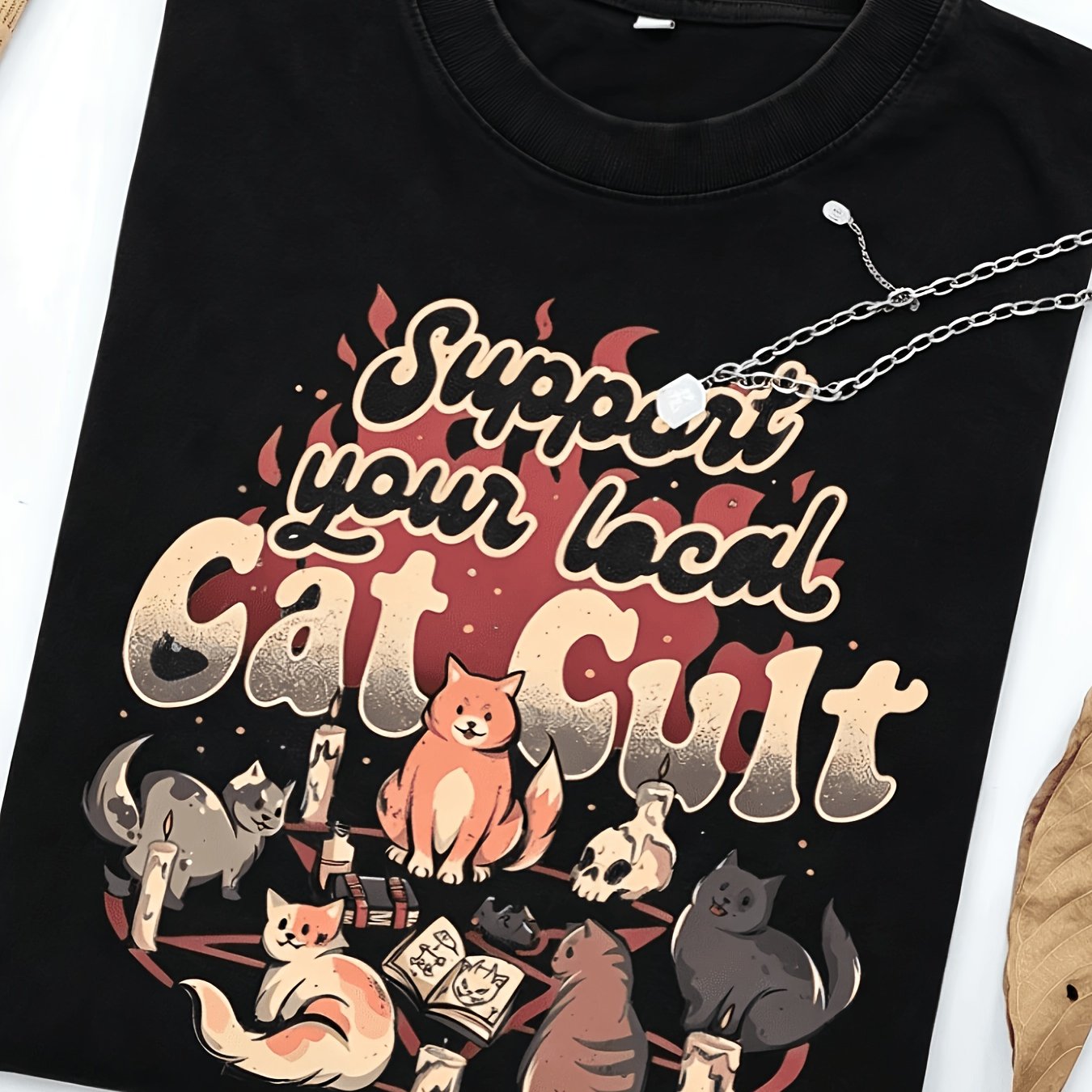 Men's Retro Washed 180g Heavyweight Cat Graphic Tee - Black Vintage Cat Enthusiast Shirt With ' Cat ' And Artwork, Comfortable Short Sleeve Round Neck Casual Top For Everyday Wear, Suitable For