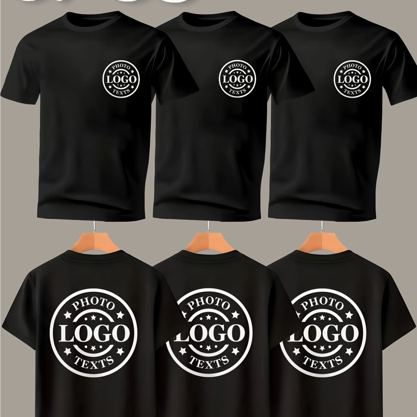 TEMU Three-pc Men's Custom T-shirts, Personalized With Photos, Text, And Logos, Summer Short-sleeve Diy