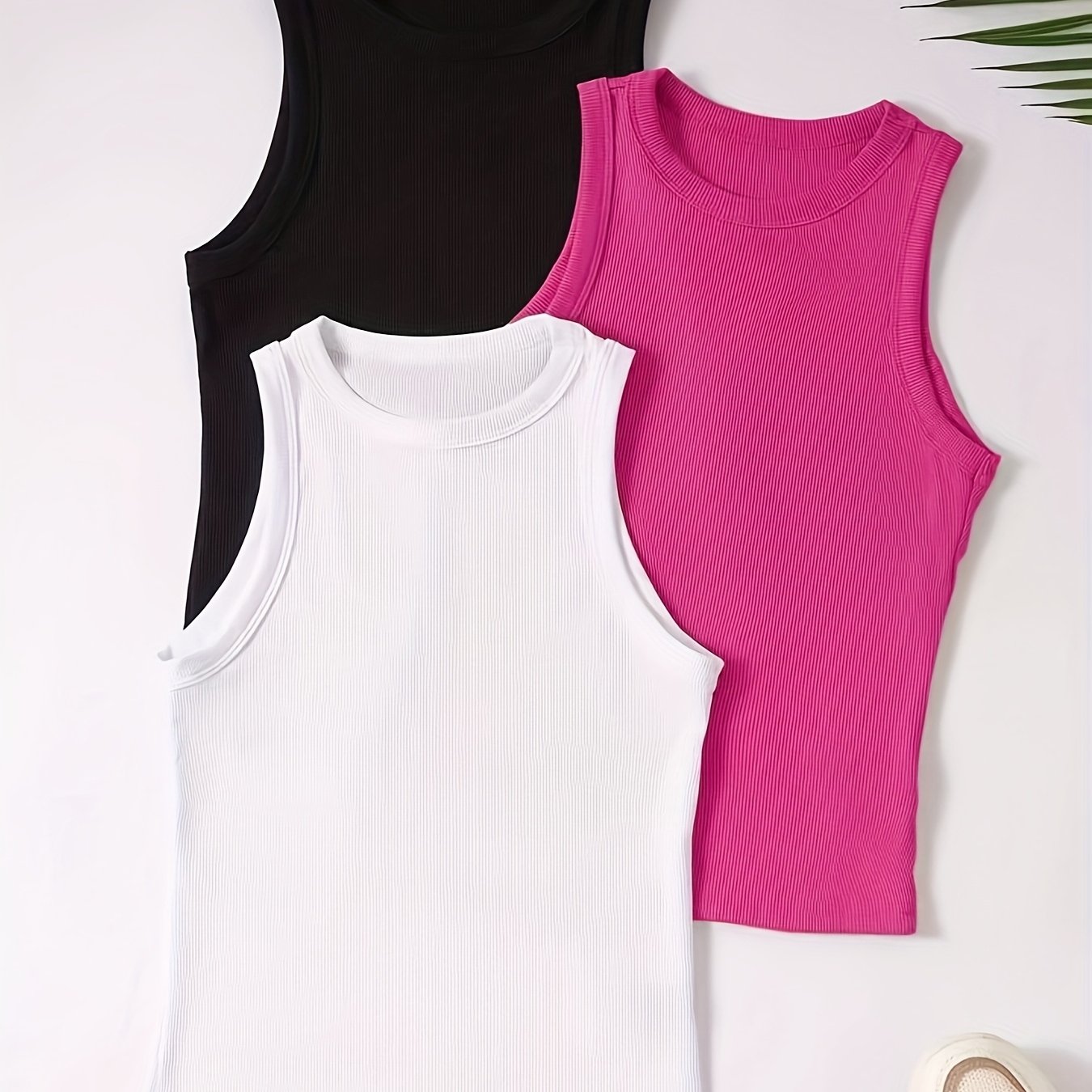 Women's Casual Ribbed Sports Vest 3-pack Skin-friendly Comfortable Spring Summer Style