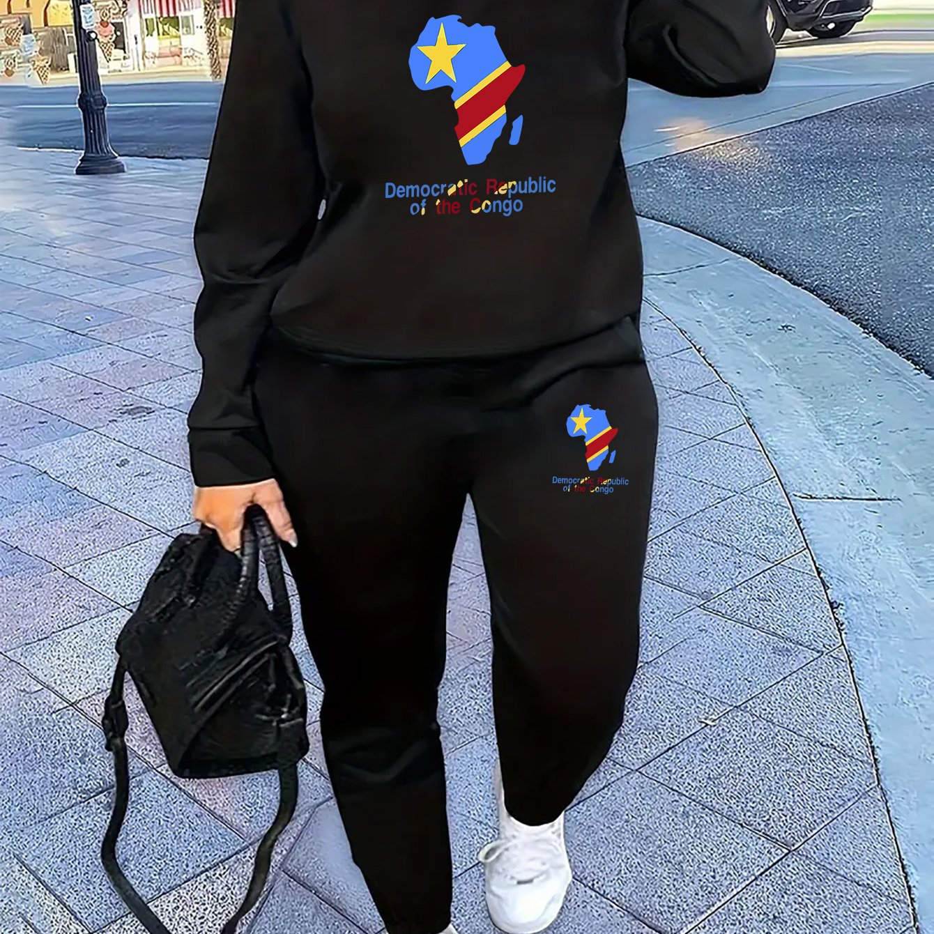 TEMU Ensemble Pièces Imprimé , Sweat à Col Rond & Pantalon, Vêtements Femme