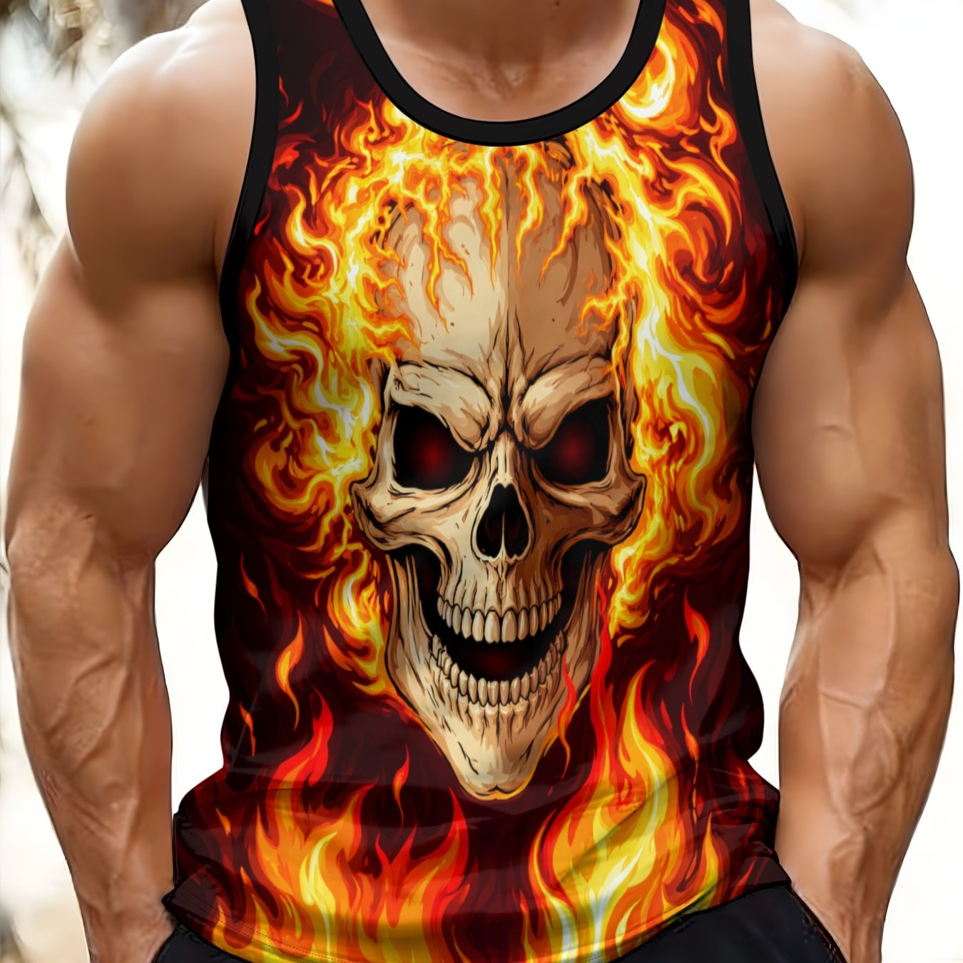 TEMU Fashionable Men's Crew Neck Sleeveless Vest, , Breathable For Daily Wear