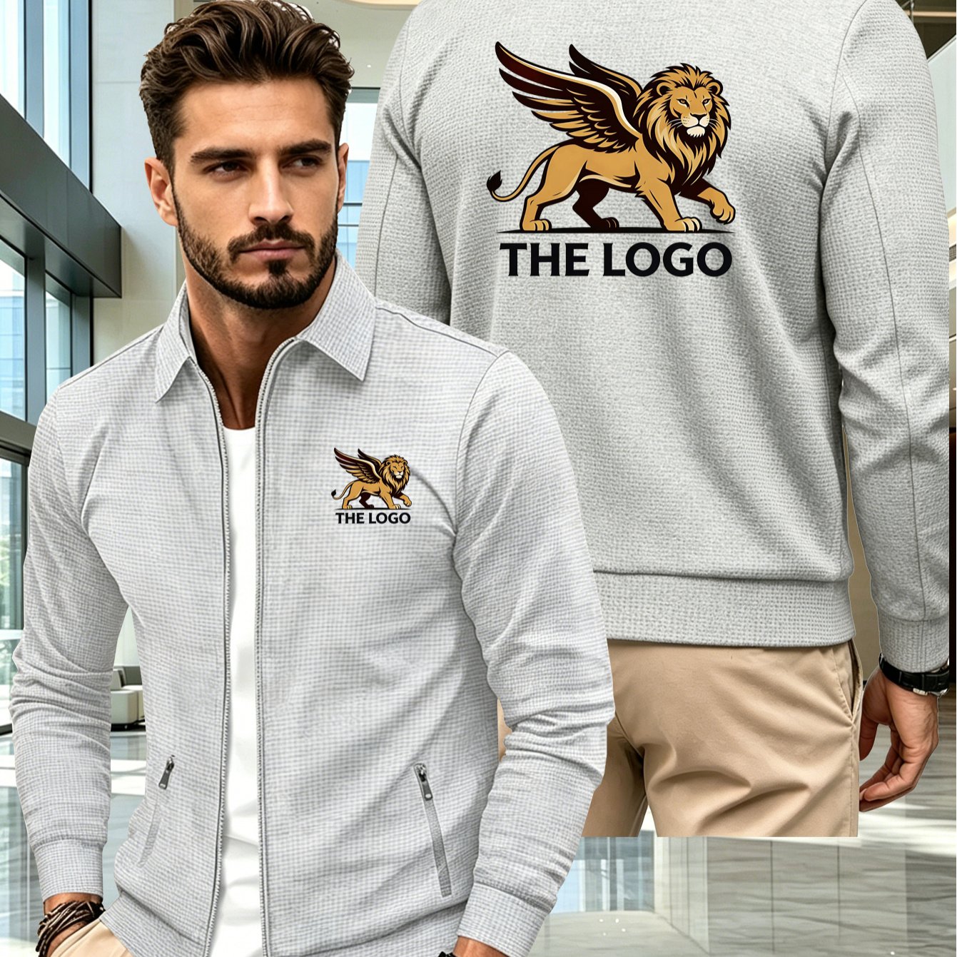 TEMU Factory- High-end Custom Luxury Men's Casual Breathable Lapel Waffle-knit Custom Jacket, A Stylish And Versatile Lightweight Top. Customizable