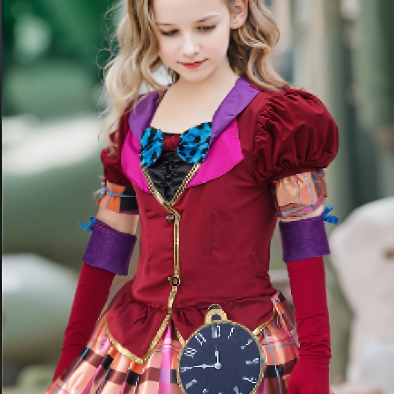 1pc Of Dress With Bow-decorated Neckline + 1 Small Hat And Ear-shaped Headband + 1 Pair Of Gloves With Bow Rings, Fashionable Outfit, Halloween And Christmas , Carnival Holiday Performance Outfit