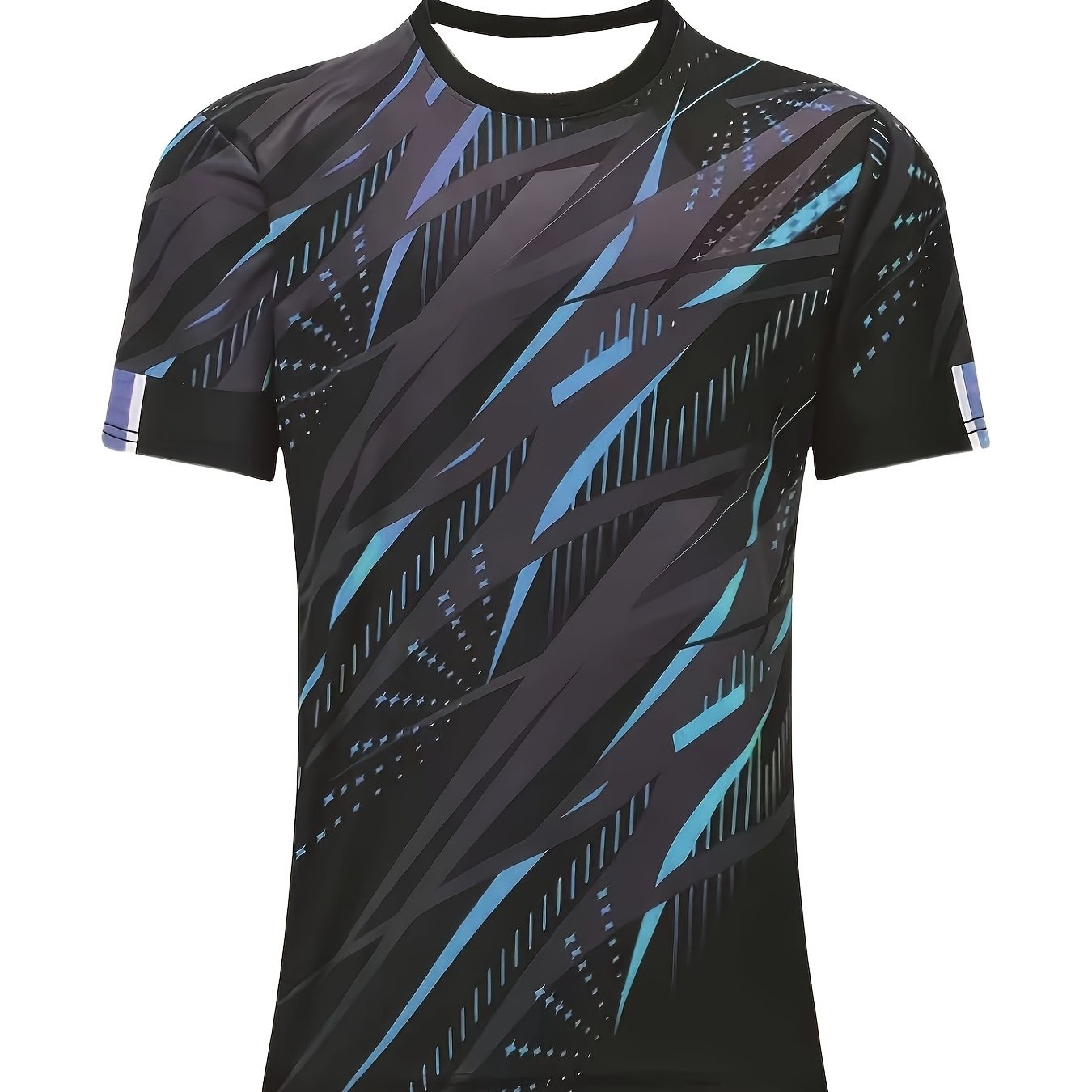 TEMU [printed Design - Not Textured] Men's Quick-dry Breathable Football Jersey With Stretch, Crew Neck, Short Sleeves, Suitable For Summer Training
