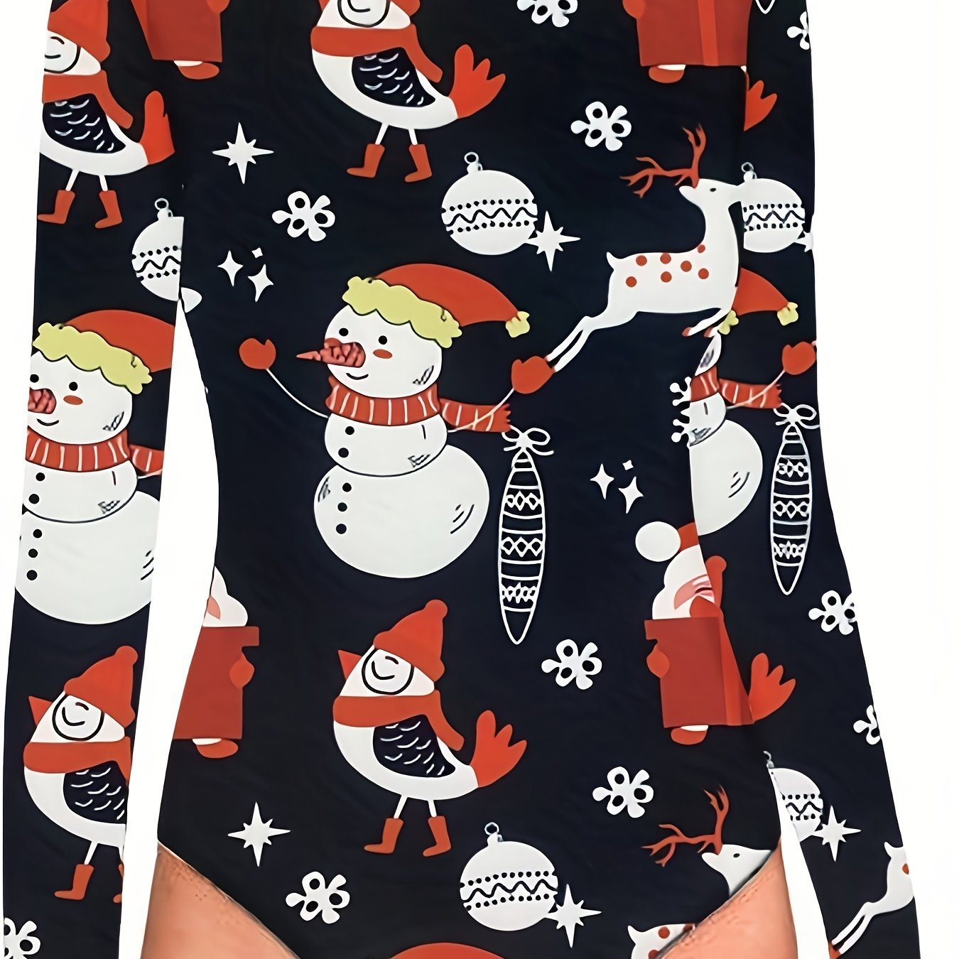 Christmas Graphic Print Bodysuit Casual Long Sleeve One - Temu Canada