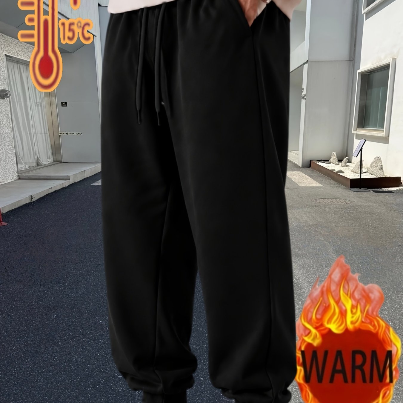 TEMU Pantalon de jogging pour homme à taille élastique, convient à toutes , vêtement de sport décontracté uni et simple avec poches, lavable en
