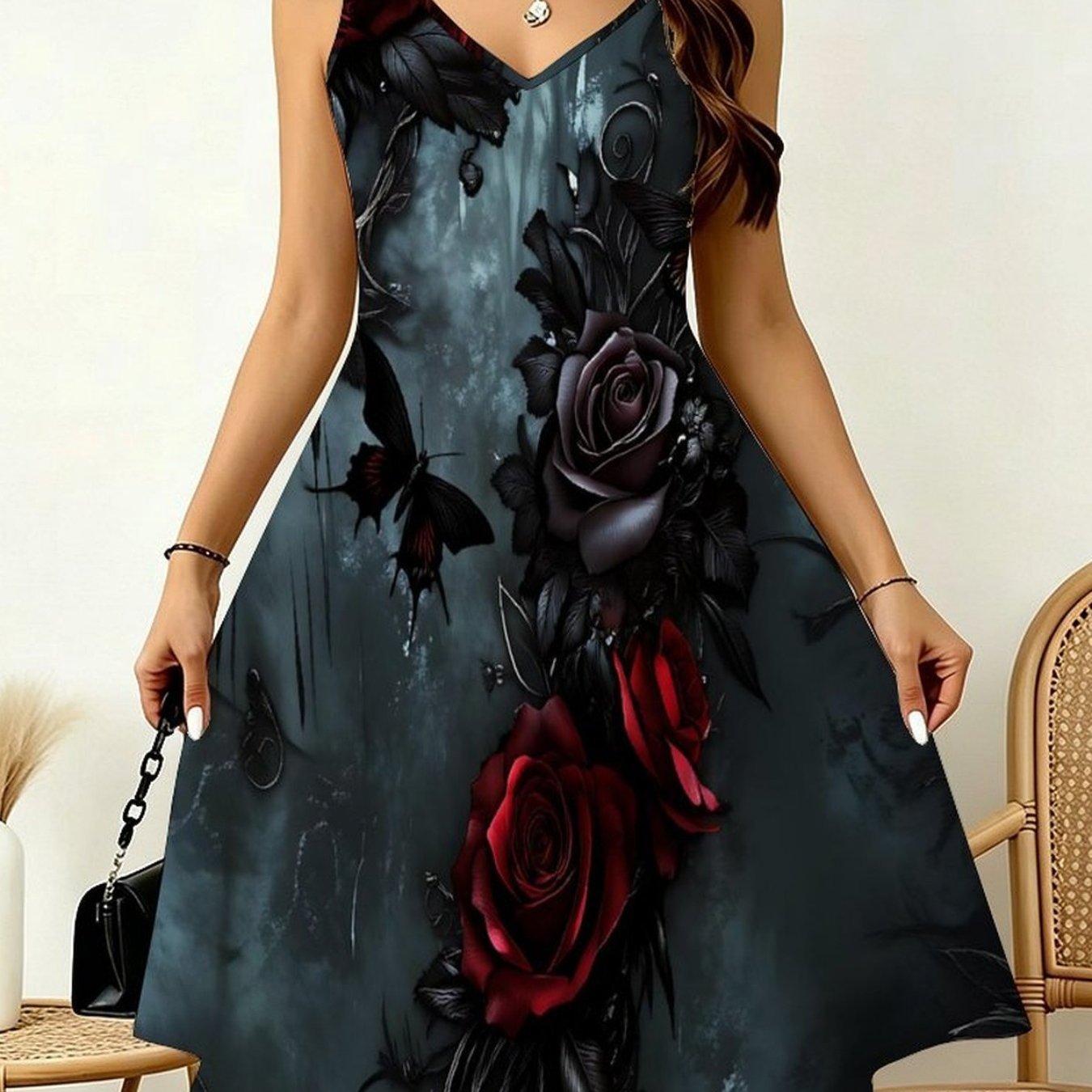 Plus Size, Ladies' Fashionable Large-sized Vest Dress, With A Double Swallow-tail , Is Stylish, Elegant And Versatile